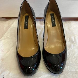 Black Patent Round Toe Pumps